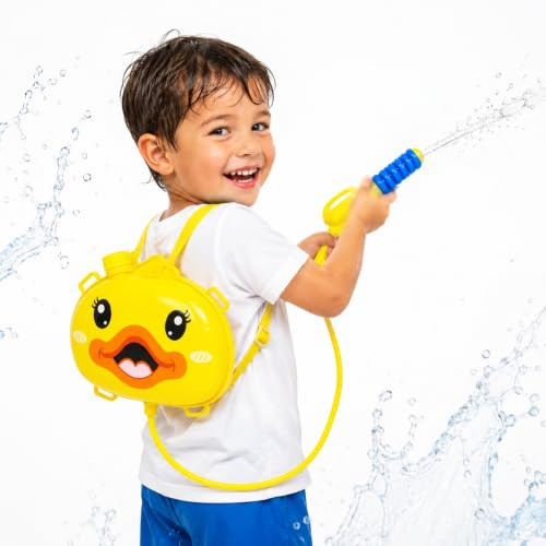 Pistola de Agua con Mochila Recargable – Juguete de Verano para Niños – Gran Capacidad, Chorro de Largo Alcance – Ideal para Playa, Piscina y Juegos al Aire Libre - Pistolas de Agua (Pato)