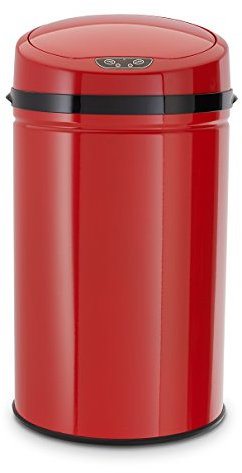 Echtwerk Abfalleimer, Mülleimer mit Sensor, elektrischer Müllbehälter, Infrarot Bewegungssensor, Korpus aus Edelstahl, Fassungsvermögen 30 Liter, INOX Red