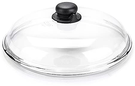 Moneta Couvercle en Verre Borosilicaté avec Rebord en Acier Inoxydable, Résistant aux Hautes Températures et aux Rayures, Compatible Lave-Vaisselle, 24 cm