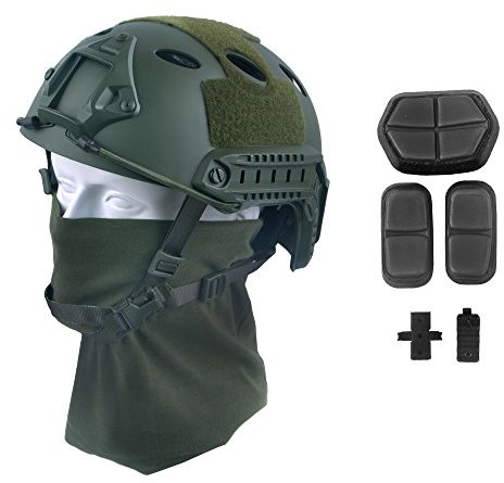 LOOGU Fast PJ Base Jump Tactical Helmet for Airsoft with 12-in-1 Headwear