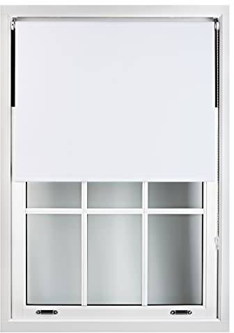 FURNISHED Roller Blinds Window Blackout, White, 240cm Wide x 210cm Long | Thermal 100% blackout trimmable insulated UV protection child safe easy fit home office window blinds
