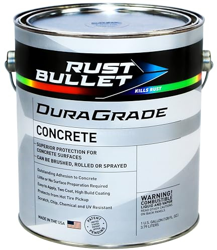 RUST BULLET DuraGrade Concrete - White - 1 Gallon - High-Performance, Easy-To-Apply Concrete Paint for Garages, Basements, Porches & Patios, No Etching Needed