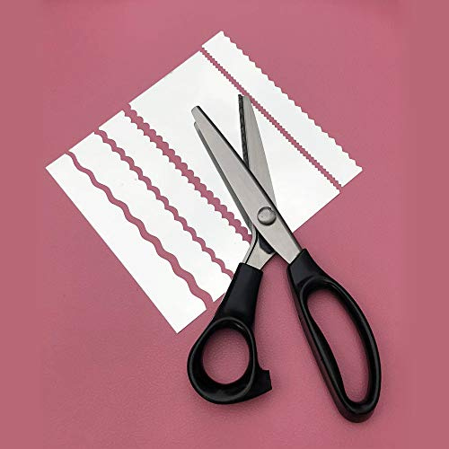 Stainless Shears/Fabric Paper Pinking Craft Shears - Stainless Steel Zig Zag Serrated Scalloped Edges Cut Scissors for Sewing Dressmaking Needlework and Upholstery Dressmaking (Scalloped 10Mm)