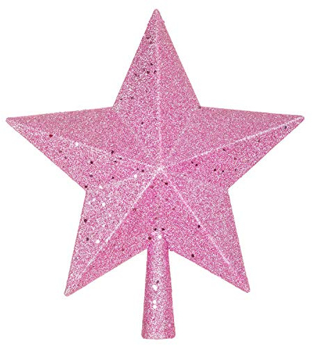 Artiflr 10 Inch Christmas Tree Topper, Pink Star Tree Topper Glittered Christmas Tree Decorations for Indoor Home DƩcor (Pink)