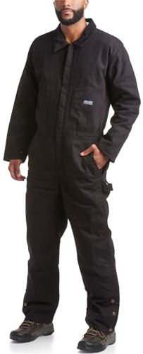 Bass Creek Outfitters Mens Coveralls - Durable Long Sleeve Work Wear Jump Suit Insulated Coveralls for Men with Pockets, Size XX-Large, Black