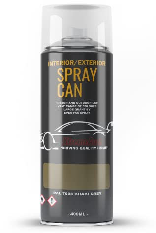 Xtremeauto Spray Paint Finish For Indoor And Outdoor Use Garden Cars Home Kitchen Bathroom Furniture Art Craft Bikes Radiators Metal Wood Plastic Glass UPVC Stone PVC RAL 7008 Khaki grey