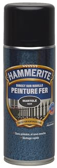 Hammerite - Peinture aérosol Antirouille - Application Direct sur Rouille - Protection Métal Extérieur - Séchage rapide et finition durable - Noir Martelé 400ml