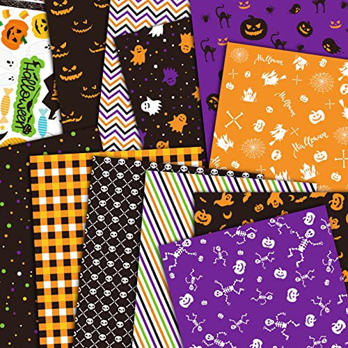 MIAHART 96-Blatt-Halloween-Musterpapier-Set, A5-Größe, dekoratives Bastelpapier, Origami-Papier für die Kartenherstellung, Scrapbook, 12 Designs