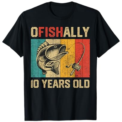 Ofishally 10 Years Old Funny Fishing Birthday Fisherman T-Shirt