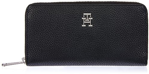 Tommy Hilfiger Damen Geldbörse Emblem Large mit Reißverschluss, Schwarz (Black), Einheitsgröße
