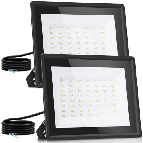 Aigostar LED Strahler außen 50W,2 Stück, Naturweiß 4000K 4500 Lumen Scheinwerfer IP65 Wasserdicht Außenstrahler für Hell Garten Garage Sportplatz Hof Fluter