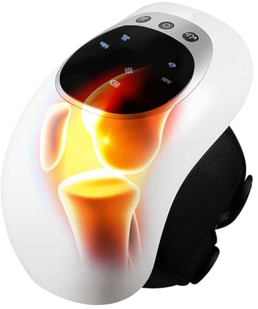 Knie massagegerät Gelenkschmerzlinderung 3 Wärmestufen, Rotlicht-Kniemassagegerät, Kabelloses Kniemassagegerät mit Wärme und Vibrationsmassage Zur Linderung von Gelenkschmerzen mit LCD-Bildschirm