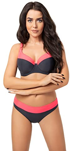 Selente My Secret Bikini badkläder tillverkade i EU i stora storlekar (C-kopp till H-kupa), Bygeltopp grå/rosa, 85C