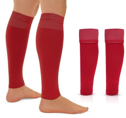 Adults Unisex Football Sock Sleeves | Anti Slip Leg Sleeve | Calf Compression | Fits Over Calf Shin Pads | Lightweight, Breathable, Quick Dry | Pre Cut Football Socks | Outdoor Sports, Everyday
