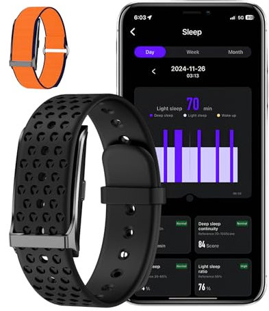 Fitness Tracker , IP68 Waterproof - 127 Sport Modes, 24/7 Heart Rate, Sleep Analysis, GPS, Pedometer, Blood Pressure/SpO2 Measurement, Compatible with iOS Android(Complimentary orange braided strap）