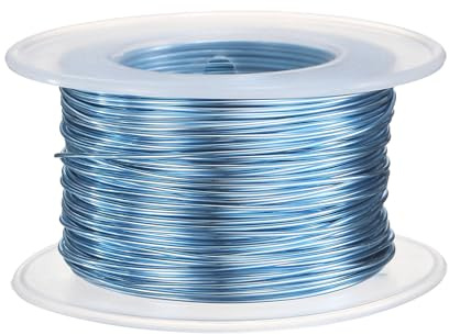 QUARKZMAN 20 Calibro Filo di Alluminio 0.8mm 98.5ft Filo di Alluminio Modellabile Flessibile Pieghevole Anodizzato Metallico per Gioielli Scultura Modellistica Fai-da-Te, Blu Acciaio