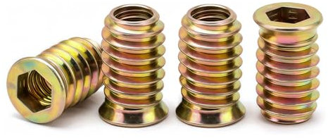 Drenky ‌40 Pièces M4 écrou Hexagonal Fileté‌, Insert Fileté Bois‌ M4 X 15mm ‌écrous à Visser ‌Manchons à Visser‌ Galvanisés pour Meubles en Bois