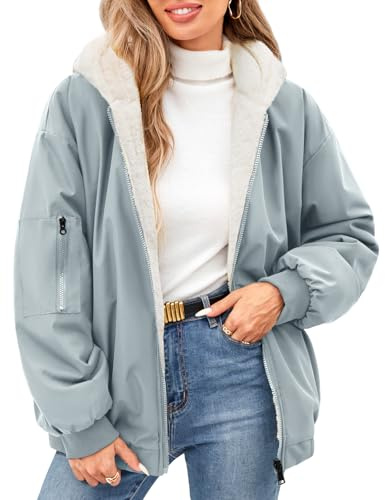 Vancavoo Giacca Invernale Donna Giubbotto Corto Reversibile con Cappuccio | Cappotto Corto con Zip, Polsini a Costine e Tasche su Entrambi i Lati per l'Uso Quotidiano