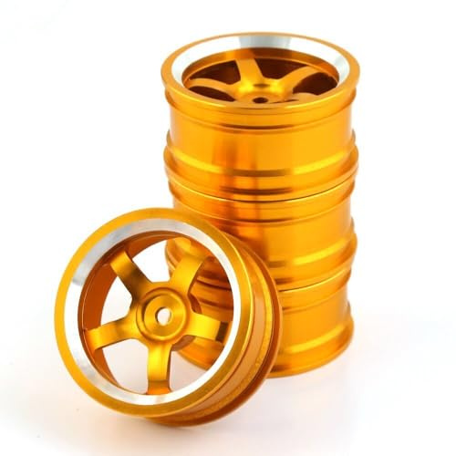For 1/10 RC On-Road Drift Car Alufälgar Nav Metallfälgar for 1:10 RC Bil HSP 94122 94123 Tamiya TT02 HPI Kyosho Sakura CS D4(4pcs gold)