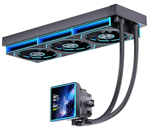 Jungle Leopard ProFlow SE Aio vattenkylning 360 mm med 4-tums LCD-skärm, 2 000 RPM ARGB PWM Infinity fläkt, för AM4/AM5& LGA1851/1700 (svart)
