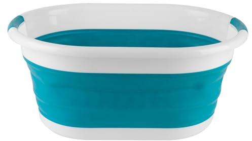 Beldray Set of 2 Oval Collapsible Laundry Basket, Foldable Washing with 37L Capacity, with Convenient Carry Handles, Compact Storage, Strong & Durable Plastic, Blue