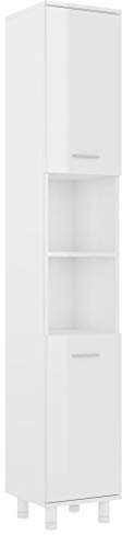vidaXL Badezimmerschrank 6 Fächer 2 Türen Badschrank Badregal Badmöbel Schrank Badezimmer Regal Hochschrank Hochglanz-Weiß 30x30x179cm Holzwerkstoff