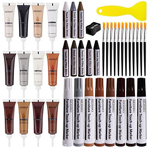 SEISSO wood filler Kit,42 Colors Wood Filler,Wood Furniture Repair Kit,laminate floor repair kit,Cracks,Floor Furniture Repair Scratches,Cracks,Hole for Floor,Table,Door,Cabinet(42PCS)