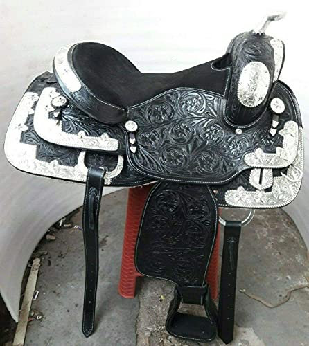 Equestrian Universe Western Sella Fully Show con Silver Corner Canchos & Saddlepad (nero)