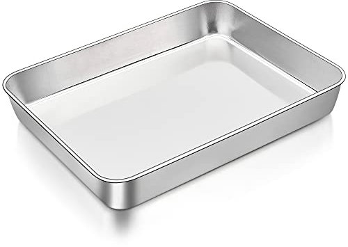 Backblech, HaWare Edelstahl Rechteckig Auflaufform Fettpfanne Ofenform Backofen, Tiefes Ofenblech Backofenblech Kuchenblech zum Backen/Braten/Servieren, Ungiftig&Gesund, Spülmaschinenfest