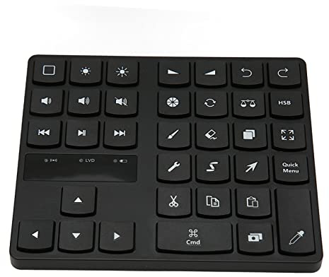 Bluetooth-tangentbord för IOS Procreate, Trådlöst Kortkommandot Rittangentbord, 35 Tangenter Enhandsuppladdningsbara Kortkommandon för IOS, OS X Grafiska Surfplattor