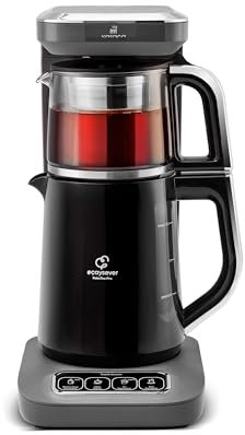 Karaca Caysever Robotea Pro 4-in-1 Sprechender Automatischer Teekocher & Caydanlik, Filterkaffeemaschine, Breiwassererwärmer und Wasserkocher Teemaschine, 2500W, Space Gray Türkische Teekanne