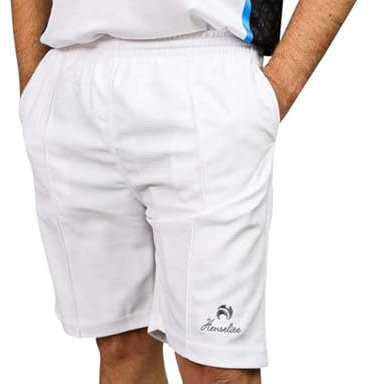 Henselite Lawn Bowling Sports Shorts in White, Black and Grey (S, White)