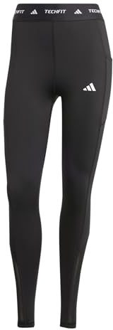 adidas Mujer Techfit Stash Pocket Full Length Leggings Tights, Black, XS
