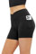Glacspyg Radlerhose Damen mit Tasche Kurze Sporthose V-Taille High Waist Gym Shorts Kurze Leggings für Yoga Gym Fitness Laufen Schwarz M