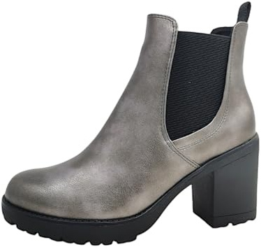 MARCO TOZZI Damen Chelsea Boots Vegan zum Schlupfen, Silber (Gun Metal), 42 EU