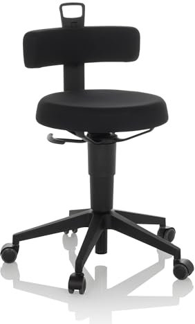 hjh OFFICE Balancestuhl höhenverstellbar TOP Work Flex beweglicher Arbeitshocker mit Rückenlehne, Stoff Schwarz