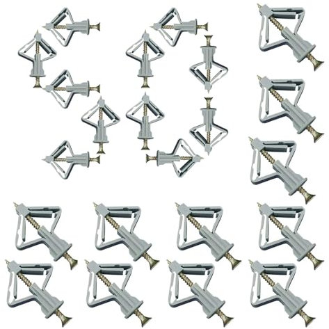 M8 Gipskartondübel Set, 100 Stück Hohlraumdübel mit Tchrauben, Trockenbau Anker mit Schrauben (50 Dübel, 50 Schrauben), Schrauben und Butterfly Hohlraumdübel für Gipskarton- und Gipsfaserplatten