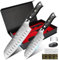 MOSFiATA Santoku Kitchen Knife Set, 2pcs Sharp Chef Knives Sets High Carbon German EN1.4116 Stainless Steel, 5.5&7 Chopping Cooking Knife Kitchen Knives with Sharpener, Finger Guard Gift Box