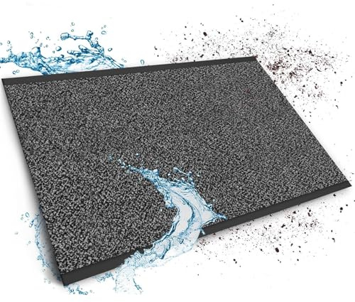 Floordirekt Paillasson anti-salissures sur mesure, 120 x 150 cm, anthracite/noir, paillasson, tapis de porte d'entrée, tapis grattoir, tapis d'entrée, tapis de propreté, au mètre, Sky