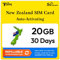 Neuseeland SIM-Karte | 20 GB Super Economy Nachfüllplan! Automatische Aktivierung, 30 Tage Gültigkeit | 5G-Geschwindigkeit + Hotspot | Nur Daten, Keine Telefonnummer