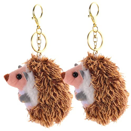 BESTonZON 2st Kleiner Igel-anhänger Tiere Brosche Plüsch Hamsterkäfig Schlüsselanhänger Einziehbar Ringe Cartoon Hängende Dekoration Ausgestopfter Igel Pp Baumwolle Brown