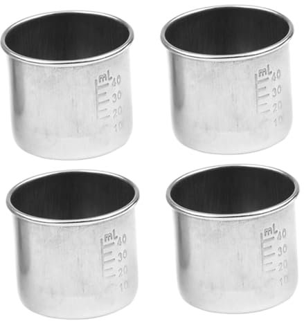 Gatuida 4stücke Meßbecher Für Flüssigkeiten Und Feste Bestandteile Haushalt Pillenbecher Edelstahlbecher Mit Messskala Hitzebeständig Und Langlebig Für Laboranwendungen