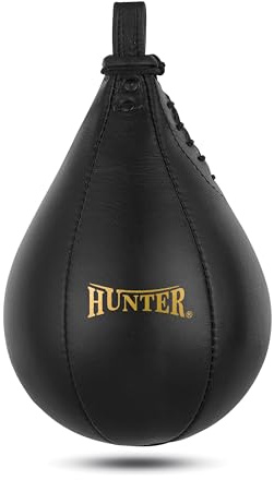 HUNTER SpeedKills PU Leather Speed Bag â Lightweight Latex Bladder, Fast Rebound Training Speedball for Boxing, MMA & Fitness (Black, Large 10.5 x 7)