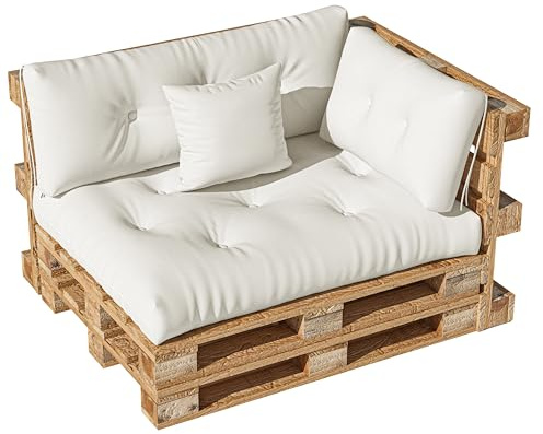 LELEFIDO Coussin Palette 4 Pièces – Assise 120×80, Dossier 120×40, Coussin d’Angle 60×40, Déco Coussin40×40 – Coussins Palette Confortables pour Salon de Jardin et Mobilier Euro-Palette