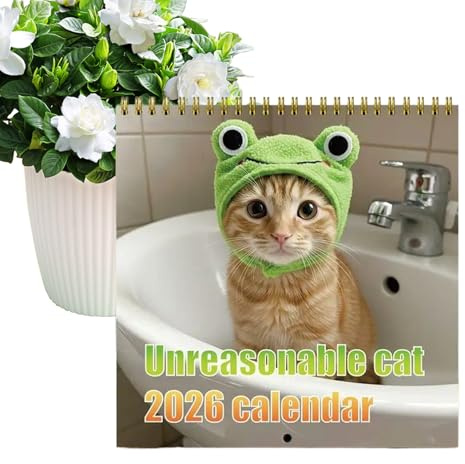 Calendrier mural 2026-12 mois, planificateur mensuel pour vacances, Noël, Halloween, Nouvel An, maison, bureau, famille, amis, amoureux des chats