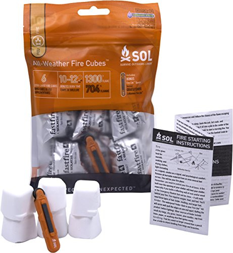S.O.L. Survive Outdoors Longer All-Weather Fire Cubes Fire Starters (6-count) and Striker