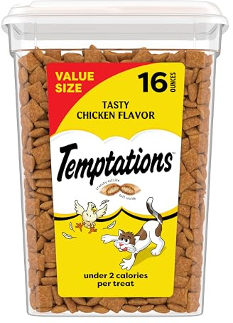 Temptations Cat Treats Classic Crunchy and Soft Cat Treats, Tasty Chicken Flavor, 16 oz. Tub