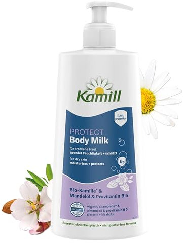 Kamill Body Milk Protect 500 ml – natürliche Körpercreme mit Bio-Kamille, Mandelöl & Provitamin B5 – Hautpflege ohne Mikroplastik für trockene Haut