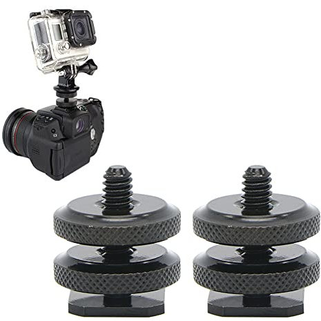 Adaptador de Zapata de Cámara,Adaptador de Montura de Zapata Caliente,Adaptador de Zapata Extraíble 1/4,Adaptador Zapata Flash Tripode,Zapata Camara para Microfono,Adaptador de Tornillo de 1/4,2Pcs