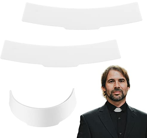 Neer 2 Pcs Priest Collar Tab Vicar Collar Fancy Dress White Shirt Clerical Stiffeners for Clergy Shirt Insert Priest Slip in